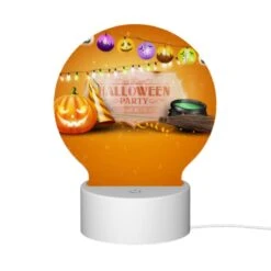 Round Acrylic Night Light, A Halloween Party Sign Is Displayed On An Orange Background. -Cute Night Light Shop 72a3dd10351ba0ec47ade404ad43d51aefa95560