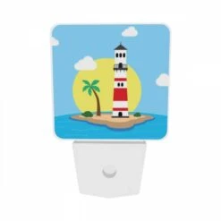Night Light Set Of 2, A Lighthouse Stands On A Small Island In The Ocean. 8 Night Light Set Of 2, A Lighthouse Stands On A Small Island In The Ocean. -Cute Night Light Shop 72e7d97d25749320891705c62e3f7ee8b83649de