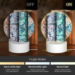 Round Acrylic Night Light, Three Different Colored Paintings Of Flowers. -Cute Night Light Shop 72f4bac35539b941d16c4a2e93eae26834d01cac