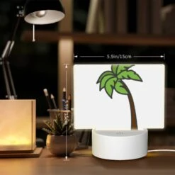 Rectangular Acrylic Night Light, A Green And Brown Palm Tree Is Shown In A Cartoon Style. -Cute Night Light Shop 733194ddc5ff1ea799ac510708b92e4d01dd6519