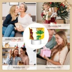 Rectangular Acrylic Night Light, A Woman Is Holding A Surfboard In Front Of A Tropical Beach. -Cute Night Light Shop 7343b2ddbcdef1fd94fbd0a5d4b6421a99e38317