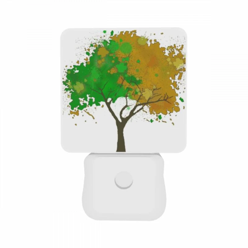 Night Light Set of 2, A tree with green and yellow leaves. Night Light Set Of 2, A Tree With Green And Yellow Leaves. -Cute Night Light Shop 734e146b0842a1d618154e211b22a1f97e6c93ba