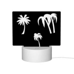 Rectangular Acrylic Night Light, Three Palm Trees Are Shown In Silhouette Against A Black Background. -Cute Night Light Shop 73aed8b327fe04bc6c1bd8adcad2c26f385357d7