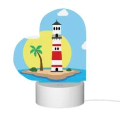 Love Acrylic Night Light, A Lighthouse Stands On A Small Island In The Ocean. -Cute Night Light Shop 73b09eb036d060f59ecb59530c294cee7af488cb