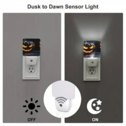 Night Light Set Of 2, Two Pumpkins With Scary Faces On Them. -Cute Night Light Shop 73b0b08506bd5932933782635884f35597a52050