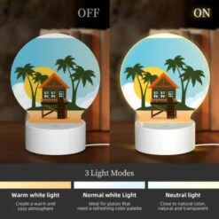 Round Acrylic Night Light, A House On A Beach With A Sunset In The Background. 4 Round Acrylic Night Light, A House On A Beach With A Sunset In The Background. -Cute Night Light Shop 73d358d6ab213b55fbc86642643b5257fa16d393