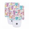 Night Light Set Of 2, A Colorful Pattern Of Cats With Hearts And Presents. -Cute Night Light Shop 744c7be1fb36261316f78f8b1612e78f057ade66