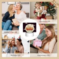 Rectangular Acrylic Night Light, A Happy Halloween Sign With A Moon And A Trick Or Treat Message. -Cute Night Light Shop 752936138f69850fabaa8292debb45b0213af9be