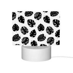 Rectangular Acrylic Night Light, A Pattern Of Leaves On A Black And White Background. -Cute Night Light Shop 75a9ac3252c16b7d0320763856e23cd9c26fa477