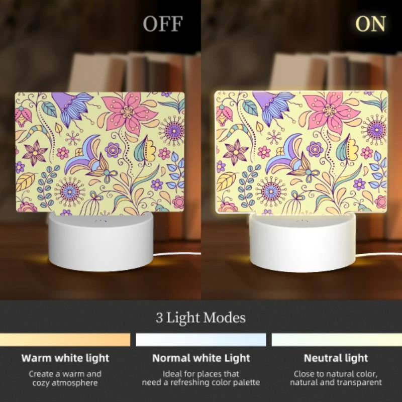 Rectangular Acrylic Night Light, A colorful floral pattern with purple Rectangular Acrylic Night Light, A Colorful Floral Pattern With Purple -Cute Night Light Shop 762c67a80756d6cd70f905a0280d1955b03908ae