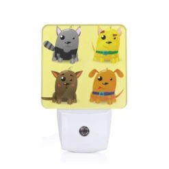 Night Light, Four Different Colored Dogs With Different Expressions.