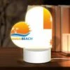 Love Acrylic Night Light, A Logo For A Beach With A Sun And Palm Trees.