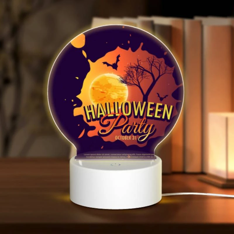 Round Acrylic Night Light, A poster advertising a Halloween party. Round Acrylic Night Light, A Poster Advertising A Halloween Party. -Cute Night Light Shop 77bf626563e7cf302a52001342297854da29979d
