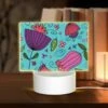 Rectangular Acrylic Night Light, A Colorful Design Of Flowers And Leaves On A Blue Background. -Cute Night Light Shop 77e1836e2ba1ed786dac8755c0c3612756642b3c