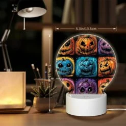 Round Acrylic Night Light, A Collection Of Halloween Pumpkins With Different Expressions. -Cute Night Light Shop 781fcc6fad334422c88982b1e4c2c5c03cfb5b81