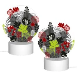 Round Acrylic Night Light, A Colorful Circle Of Plants And Flowers. -Cute Night Light Shop 783a8daf70a253248613b6a426ff6f38531e59dc