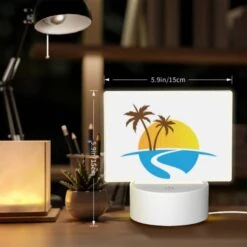 Rectangular Acrylic Night Light, A Sunset With Two Palm Trees And A Blue Ocean. -Cute Night Light Shop 78811ae6a2fc80a30d6d9ec72dd272eae386591e