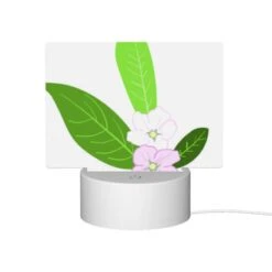 Rectangular Acrylic Night Light, A Pink Flower With Green Leaves. -Cute Night Light Shop 78a2176e4aec9be70b4fd4bfdb3b6e267109bf76