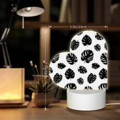 Love Acrylic Night Light, A Pattern Of Black And White Leaves. -Cute Night Light Shop 78a27290f8c9c81555b54be4c29b7067c90b9fff