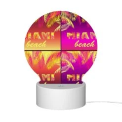 Round Acrylic Night Light, A Colorful Beach Sign With The Word "Miami" On It. -Cute Night Light Shop 78be3204ea7eebe2641956c051f5d6d6ab1c3eb8