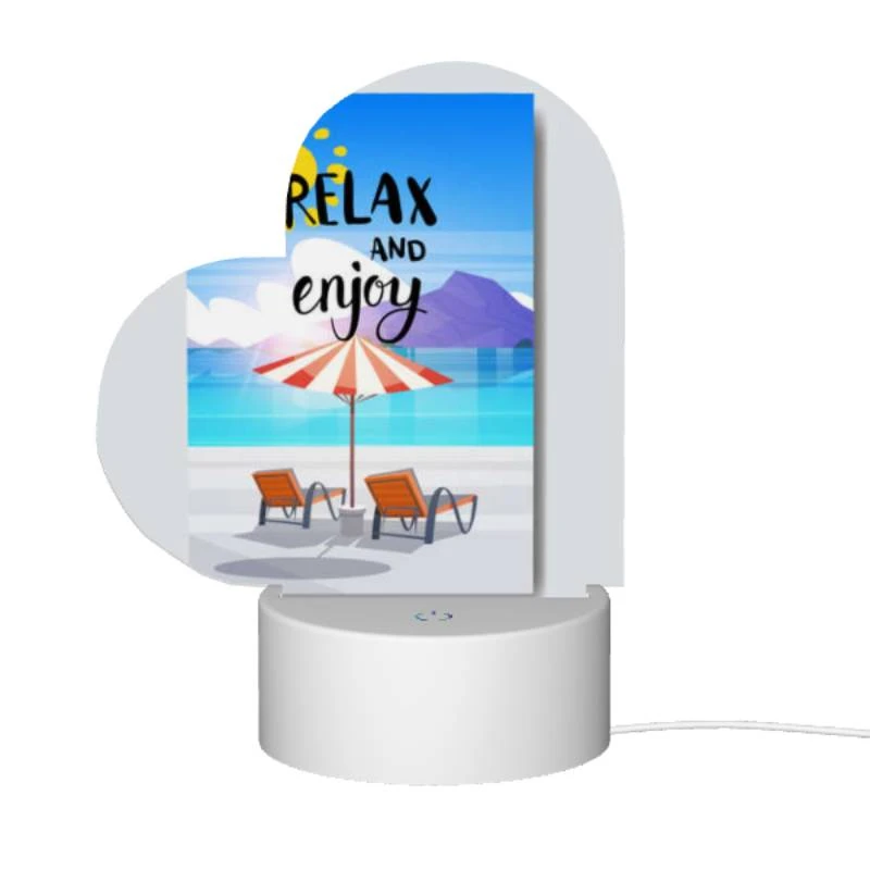 Love Acrylic Night Light, A colorful beach scene with a sun umbrella and two chairs. Love Acrylic Night Light, A Colorful Beach Scene With A Sun Umbrella And Two Chairs. -Cute Night Light Shop 7941122709ec03d5e2a5e977c02b555721103539