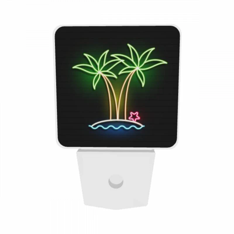 Night Light Set of 2, A neon sign of palm trees and a star. Night Light Set Of 2, A Neon Sign Of Palm Trees And A Star. -Cute Night Light Shop 7974cf2966562c9e084502d366bf6638ac83f801