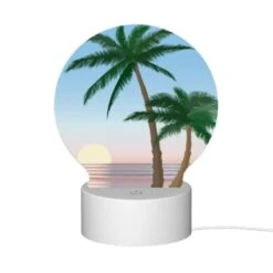 Round Acrylic Night Light, A Sunset With A Palm Tree And A Beach. -Cute Night Light Shop 7978a6bda3ac0bebe93a65922016977c7d11eb6f