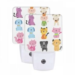 Night Light Set Of 2, A Collection Of Cartoon Animal Characters