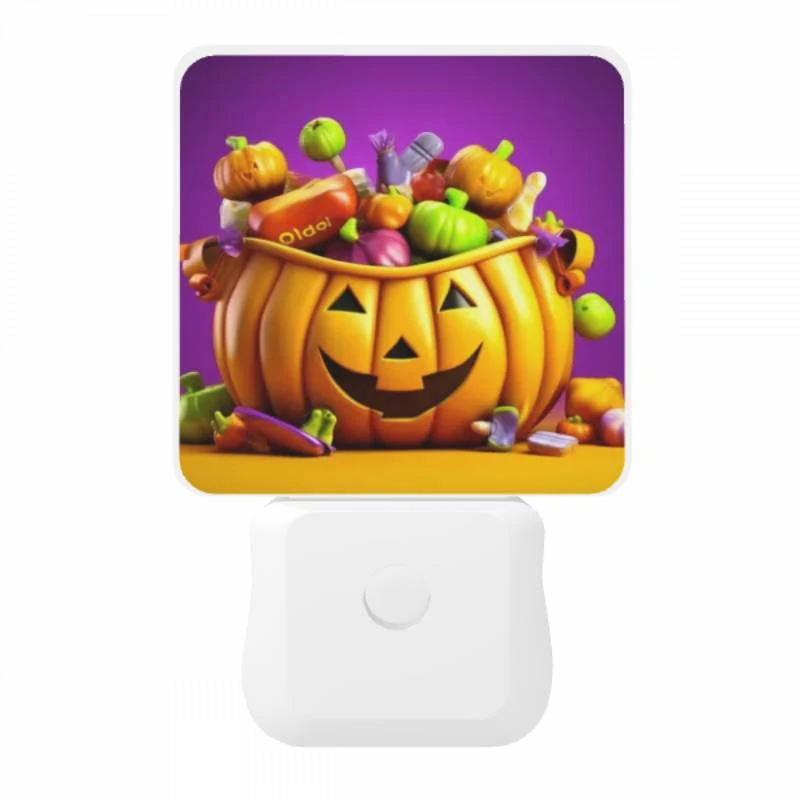 Night Light, A cartoon pumpkin with a smiling face and a basket full of candy. Night Light, A Cartoon Pumpkin With A Smiling Face And A Basket Full Of Candy. -Cute Night Light Shop 7a22b27650428f914419182fc1afd813cd3615e1