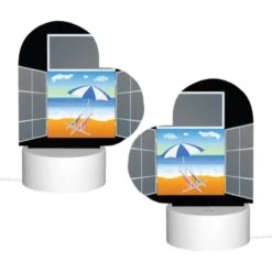 Love Acrylic Night Light, A Painting Of A Beach With A Blue Umbrella And A Chair. -Cute Night Light Shop 7a42d2a2fce2e4814d64c6ae1dc5aaa636c8bc3a