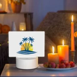 Rectangular Acrylic Night Light, A Blue And Yellow Sunset With Palm Trees. -Cute Night Light Shop 7aa58ddcd0d907f138c88317dc4dc38d5617b18a
