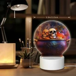 Round Acrylic Night Light, A Bowl Of Fruit And Vegetables With Two Skeleton Heads On Top. -Cute Night Light Shop 7af6423c23d6bd919ad2c77791b7f62068d75190
