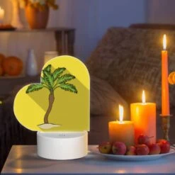 Love Acrylic Night Light, A Palm Tree Is On A Yellow Background. -Cute Night Light Shop 7c3e41f45b70837becc2f6c1de2db9ad975ecd30