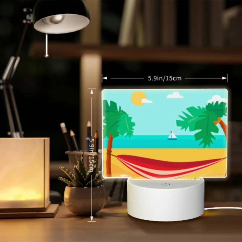 Rectangular Acrylic Night Light, A red and white beach umbrella is set up on the sand Rectangular Acrylic Night Light, A Red And White Beach Umbrella Is Set Up On The Sand -Cute Night Light Shop 7d2e3e80c2bcc18f5a3c3016bd93af9caba197e6
