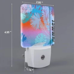 Night Light Set Of 2, A Colorful Image Of Palm Trees With The Words "Summer" Written In The Bottom Right Corner. -Cute Night Light Shop 7db8065f0a2d17618e9ffb6d2632937410b4f043