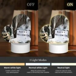 Love Acrylic Night Light, A Skeleton And A Pumpkin Are Placed Next To A Sign That Reads "Happy Halloween." 4 Love Acrylic Night Light, A Skeleton And A Pumpkin Are Placed Next To A Sign That Reads "Happy Halloween." -Cute Night Light Shop 7e225476f64ebcca1500e5b786215ebbd50aa179