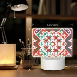 Rectangular Acrylic Night Light, A Colorful And Intricate Design On A Red Background. -Cute Night Light Shop 7e93f812bedeb92e4d9c97f4a8e41f575f954c34