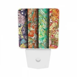 Night Light Set Of 2, Four Different Colored Designs Of Flowers Are Displayed On A Wall. -Cute Night Light Shop 7ee8cb97a5f1512f177e6448367b71f0b25d1701