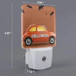 Night Light, A Small Orange Car With A Happy Halloween Sign On The Side. -Cute Night Light Shop 7f9e6c3e9a522c849994b7b04415681e1b162e3e