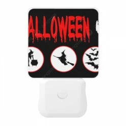 Night Light, A Halloween Sign With Four Different Images Of Witches And Bats. -Cute Night Light Shop 805ca45d554c0fcdc7b314313996d917c0e0143b