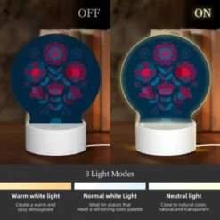 Round Acrylic Night Light, A Colorful Flower Arrangement In A Blue Vase. -Cute Night Light Shop 80dc2d704de06163ba4ae15f3f2270dd22a51b50
