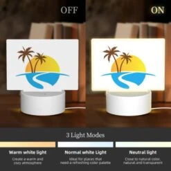 Rectangular Acrylic Night Light, A Sunset With Two Palm Trees And A Blue Ocean. -Cute Night Light Shop 80e257b88525cb1a2fccb78df0ecb6e671d71149