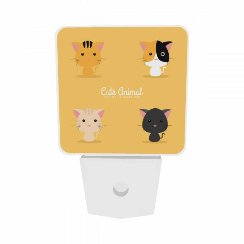 Night Light Set of 2, Four different colored cats are shown in a row. Night Light Set Of 2, Four Different Colored Cats Are Shown In A Row. -Cute Night Light Shop 81cf116f9d7e77bd805bc077223448c5ee8abf8f