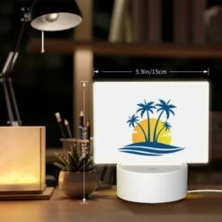 Rectangular Acrylic Night Light, A Blue And Yellow Sunset With Palm Trees. -Cute Night Light Shop 8229c2bfd99e63ff491373dd8b21e5f85de6a4af