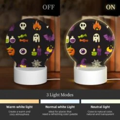 Round Acrylic Night Light, A Collection Of Halloween Icons -Cute Night Light Shop 82aa8a8ee18fb8a153beba2371a908cb8fdc9f5e