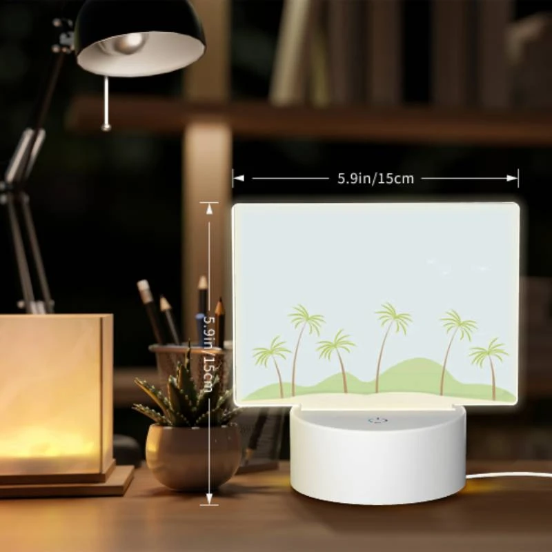 Rectangular Acrylic Night Light, A beautiful beach scene with palm trees and a sunny sky. Rectangular Acrylic Night Light, A Beautiful Beach Scene With Palm Trees And A Sunny Sky. -Cute Night Light Shop 82ca44cccff174ebd167732acec0abda1c7d8ad5
