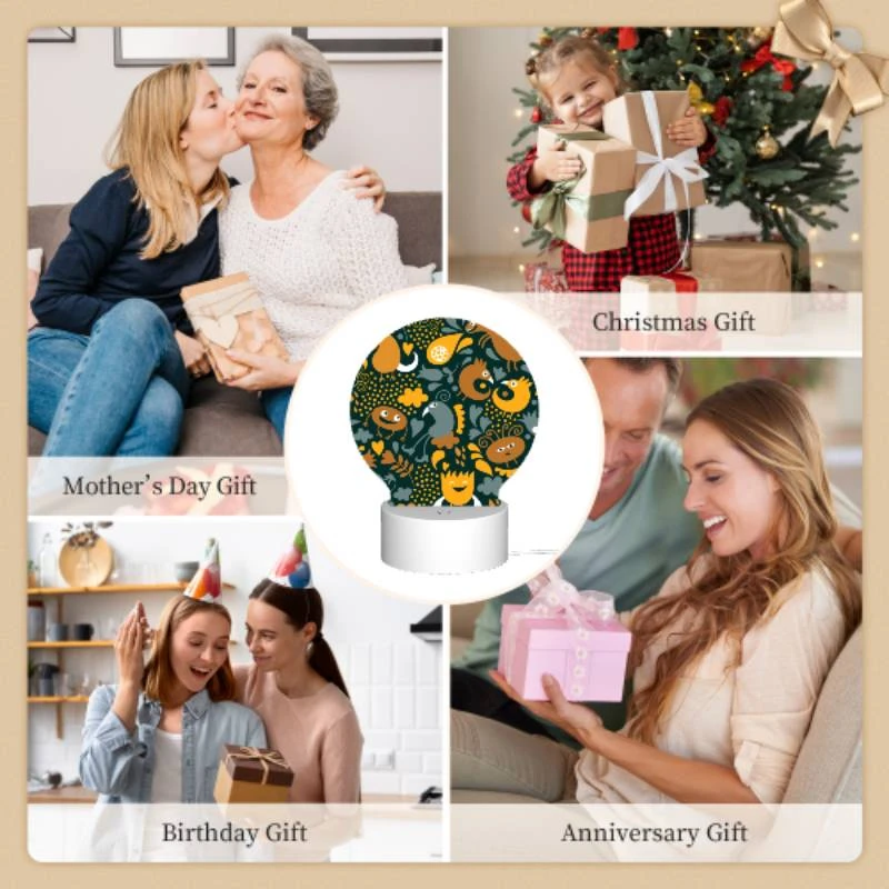 Round Acrylic Night Light, A colorful and detailed pattern of birds and flowers. Round Acrylic Night Light, A Colorful And Detailed Pattern Of Birds And Flowers. -Cute Night Light Shop 8406511050955bd54ce9c1150e6b58c9b5cb8f0f