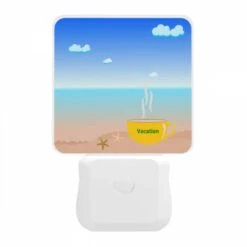 Night Light, A Cup Of Coffee With A Beach Scene In The Background. -Cute Night Light Shop 8463536a233d50401cbf832e9f6173b0de0f838c