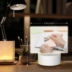 Rectangular Acrylic Night Light, A Person Is Writing A Note That Says "Happy Halloween" On A Piece Of Paper. -Cute Night Light Shop 847219177667fdc4f58a2ec4676d7238f7b7d73a