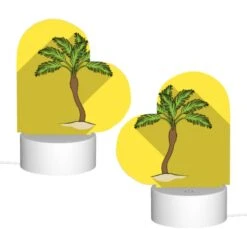 Love Acrylic Night Light, A Palm Tree Is On A Yellow Background. -Cute Night Light Shop 8504fd4275a94d756c712916f3c18ed91dc7d736
